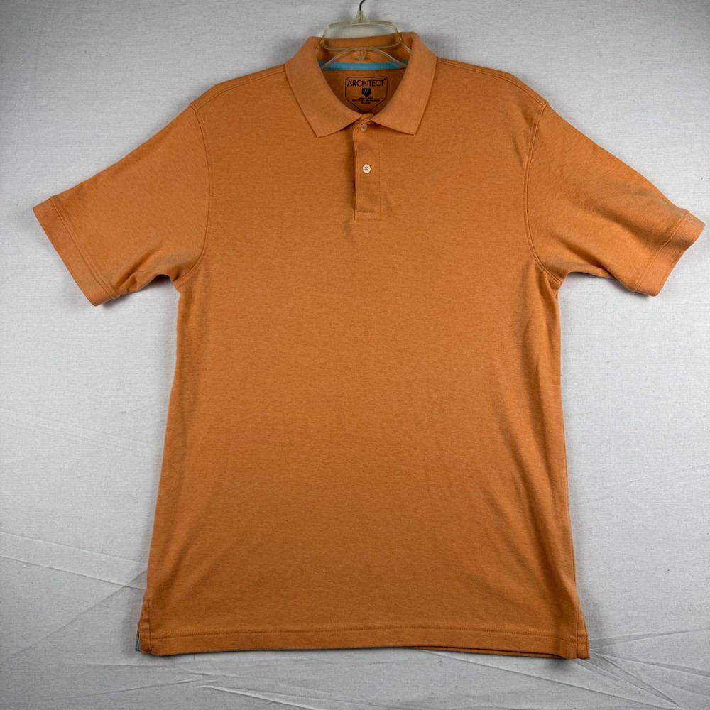 Architect Mens Orange Heather Short Sleeve Polo Shirt Size M